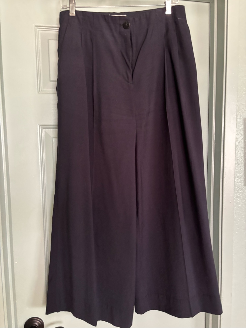 H&M Navy High Rise Wide Leg Trouser Pants Size 8